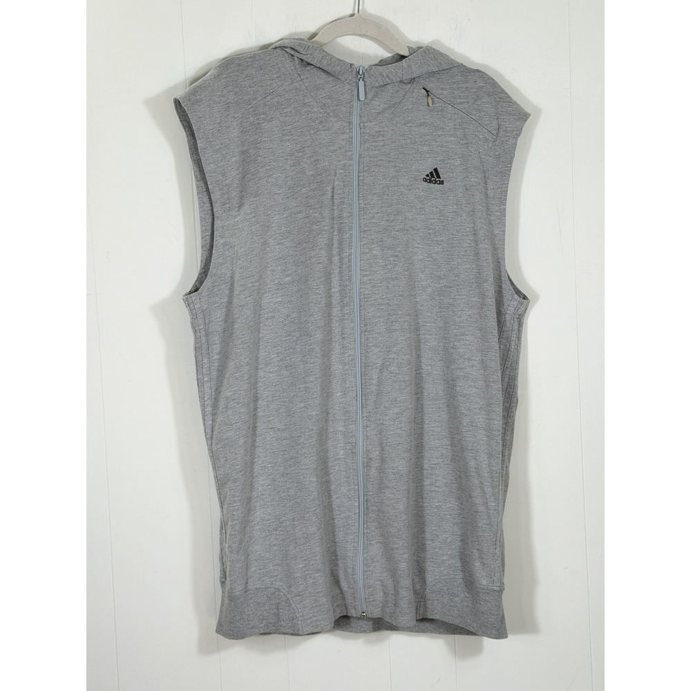 Adidas Mens Full Zip Hoodie Vest Size XL Gray Zip Pocket Y2K Athleisure Gymwear